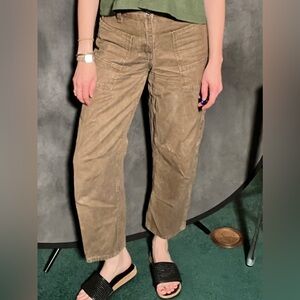 Utility Style Olive-Brown Corduroy Pants